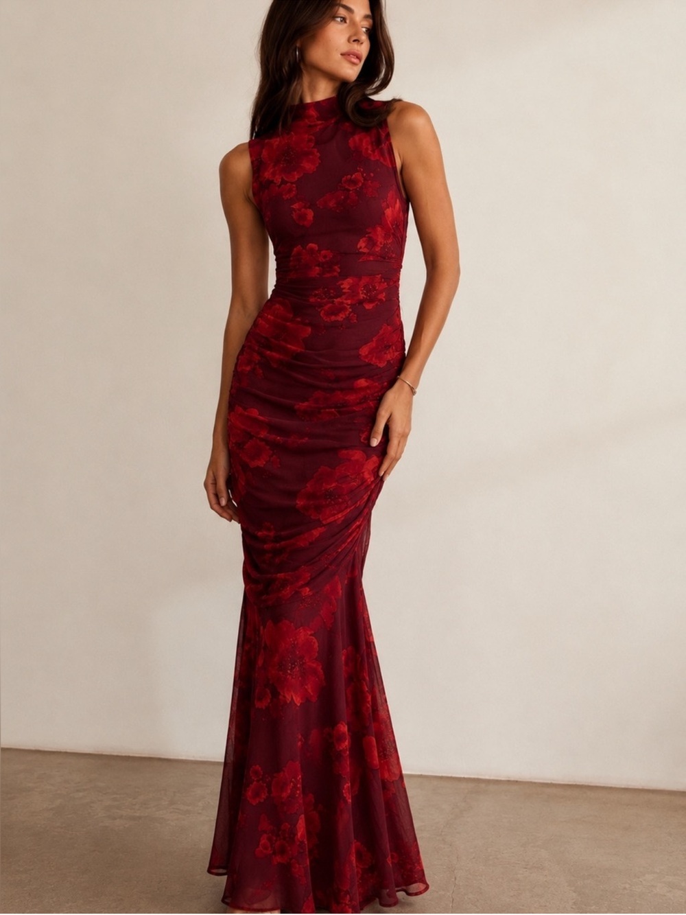 Sincerly Jules Burgundy Red Floral Maxi Dress